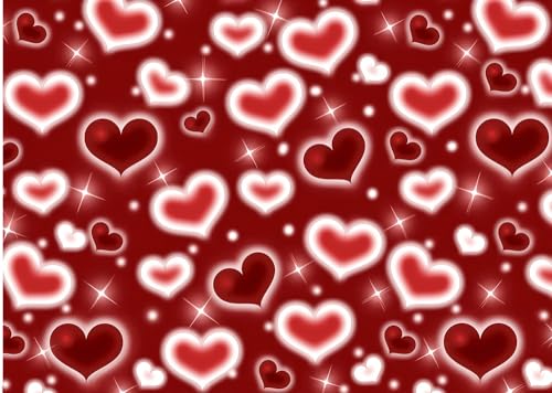 CYLYH 8x6FTValentine's Day Backdrop Red Heart Photo Backdrop 90s Background Mother's Day Backdrop Women Men Happy Birthday Party Photography Background - Image 1