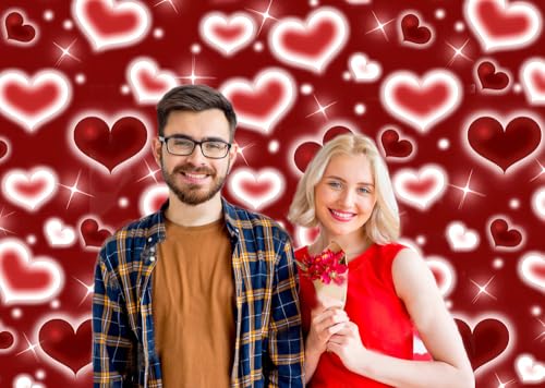 CYLYH 8x6FTValentine's Day Backdrop Red Heart Photo Backdrop 90s Background Mother's Day Backdrop Women Men Happy Birthday Party Photography Background - Image 3
