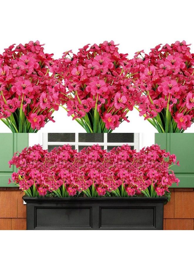 AmyHomie - 20 Bundles Artificial Flowers Outdoor Uv Resistant Faux Flowers No Fade Fake Plastic Plants Garden Porch Window Box Decorating (Fuchsia) - Image 1