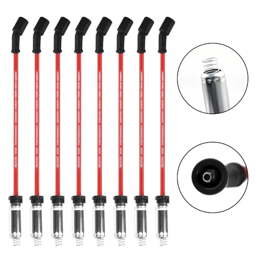 CNPAPC 8 PCS 41-962 Spark Plug Wires Set for Chevy for 5.3 6.0L 6.2L, 9748HH 10.2mm red Spark Plug wire Fit for Chevrolet Silverado GMC Sierra Hummer H2 Cadillac Escalade Yukon…… - Image 2