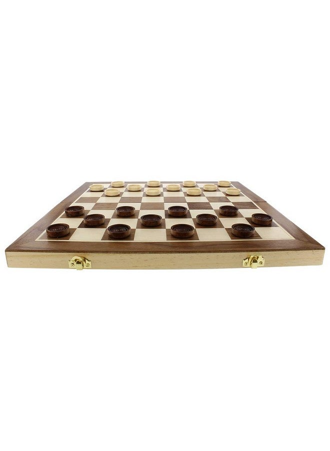 FUN+1 TOYS! Fun+1 Toys! Classic Wood Checkers Stackable Pieces - Set of 26 Total Checkers Pieces in a Velvet Drawstring Storage Pouch. Each Piece 1.125-Inch Wide and in Brown/Natural Colors.  - Image 3