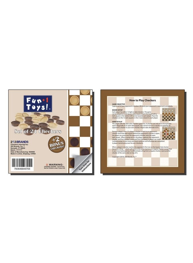 FUN+1 TOYS! Fun+1 Toys! Classic Wood Checkers Stackable Pieces - Set of 26 Total Checkers Pieces in a Velvet Drawstring Storage Pouch. Each Piece 1.125-Inch Wide and in Brown/Natural Colors.  - Image 4