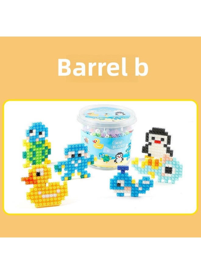 Children's Educational Small Particle Building Blocks Handmade DIY10mm Barrel Flat Miniature Building Blocks Assembling Toys Suit-Color:Barrel B - Image 1