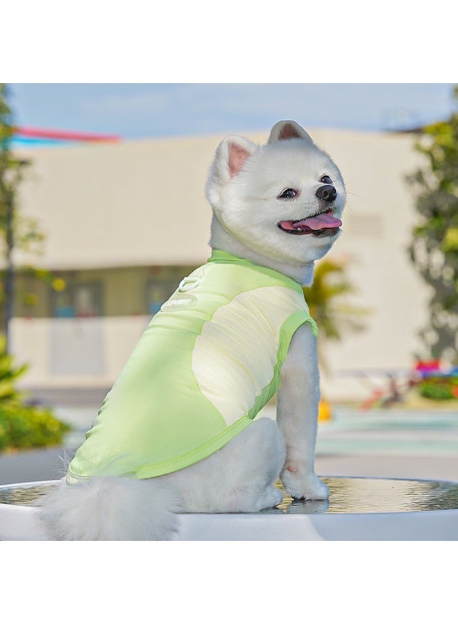 High-Visibility Lime Green Ice Silk Cooling Pet Sport style Vest - Breathable Dog & Cat T-Shirt with Leash D-Ring, Cold-to-touch Safety Summer Puppy & Kitten outfit, Size L - Image 1