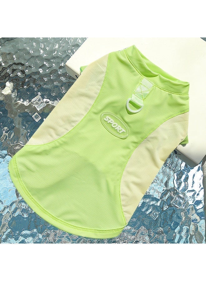 High-Visibility Lime Green Ice Silk Cooling Pet Sport style Vest - Breathable Dog & Cat T-Shirt with Leash D-Ring, Cold-to-touch Safety Summer Puppy & Kitten outfit, Size L - Image 5