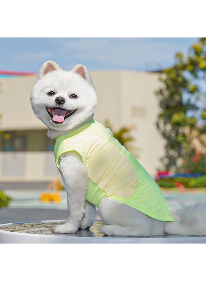 High-Visibility Lime Green Ice Silk Cooling Pet Sport style Vest - Breathable Dog & Cat T-Shirt with Leash D-Ring, Cold-to-touch Safety Summer Puppy & Kitten outfit, Size L - Image 3
