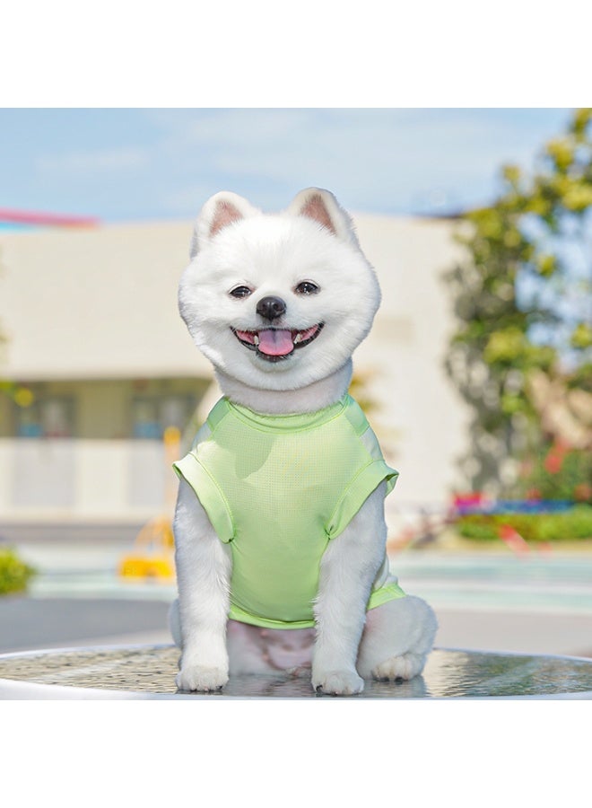 High-Visibility Lime Green Ice Silk Cooling Pet Sport style Vest - Breathable Dog & Cat T-Shirt with Leash D-Ring, Cold-to-touch Safety Summer Puppy & Kitten outfit, Size L - Image 4