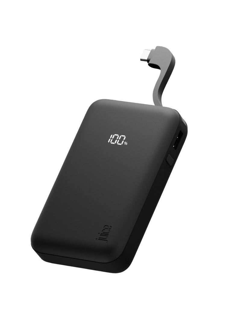 JUICE Eco Integrated Power Bank, Portable Charger 12000mAh with Built-in USB-C Cable & Digital Display, Fast USB-C Output, PowerBank for iPhone 15 16 Pro Max, Samsung, Android, iPad, DJI Osmo Pocket 3 - Image 1