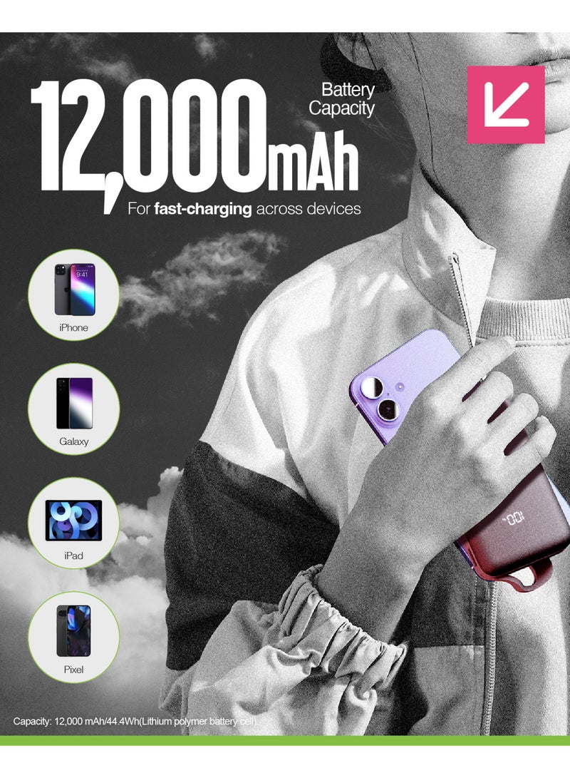 JUICE Eco Integrated Power Bank, Portable Charger 12000mAh with Built-in USB-C Cable & Digital Display, Fast USB-C Output, PowerBank for iPhone 15 16 Pro Max, Samsung, Android, iPad, DJI Osmo Pocket 3 - Image 5