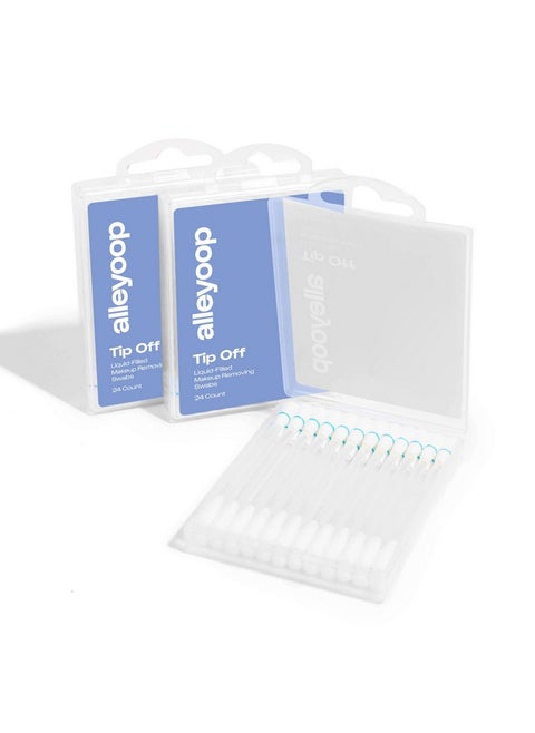 Alleyoop Tip Off Liquid-Filled Makeup Removing Swabs - 3-Pack x 24 Count - Easy-To-Use and Space Saving - Aloe Vera Calms and Soothes the Skin