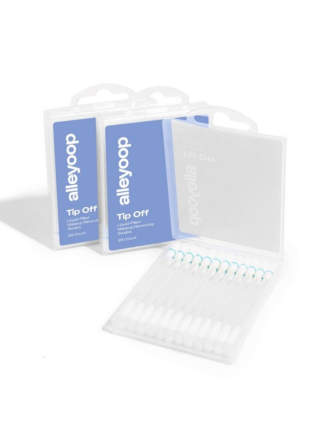 ALLEYOOP Alleyoop Tip Off Liquid-Filled Makeup Removing Swabs - 3-Pack x 24 Count - Easy-To-Use and Space Saving - Aloe Vera Calms and Soothes the Skin  - Image 1