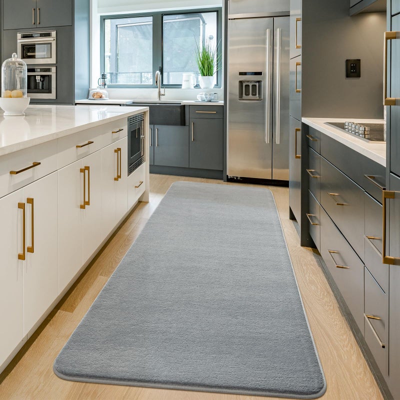 Andecor Shag Runner Brug لغرفة المعيشة غرفة نوم 2 × 6 رمادي قابلة للغسل رقيقة رقيقة السجاد منطقة العداء - Image 1