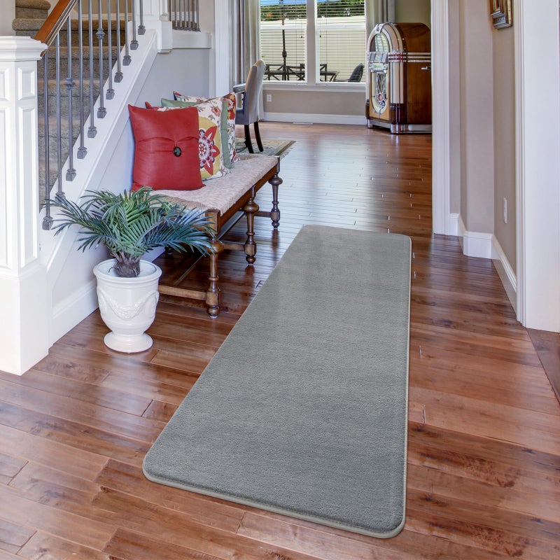 Andecor Shag Runner Brug لغرفة المعيشة غرفة نوم 2 × 6 رمادي قابلة للغسل رقيقة رقيقة السجاد منطقة العداء - Image 3