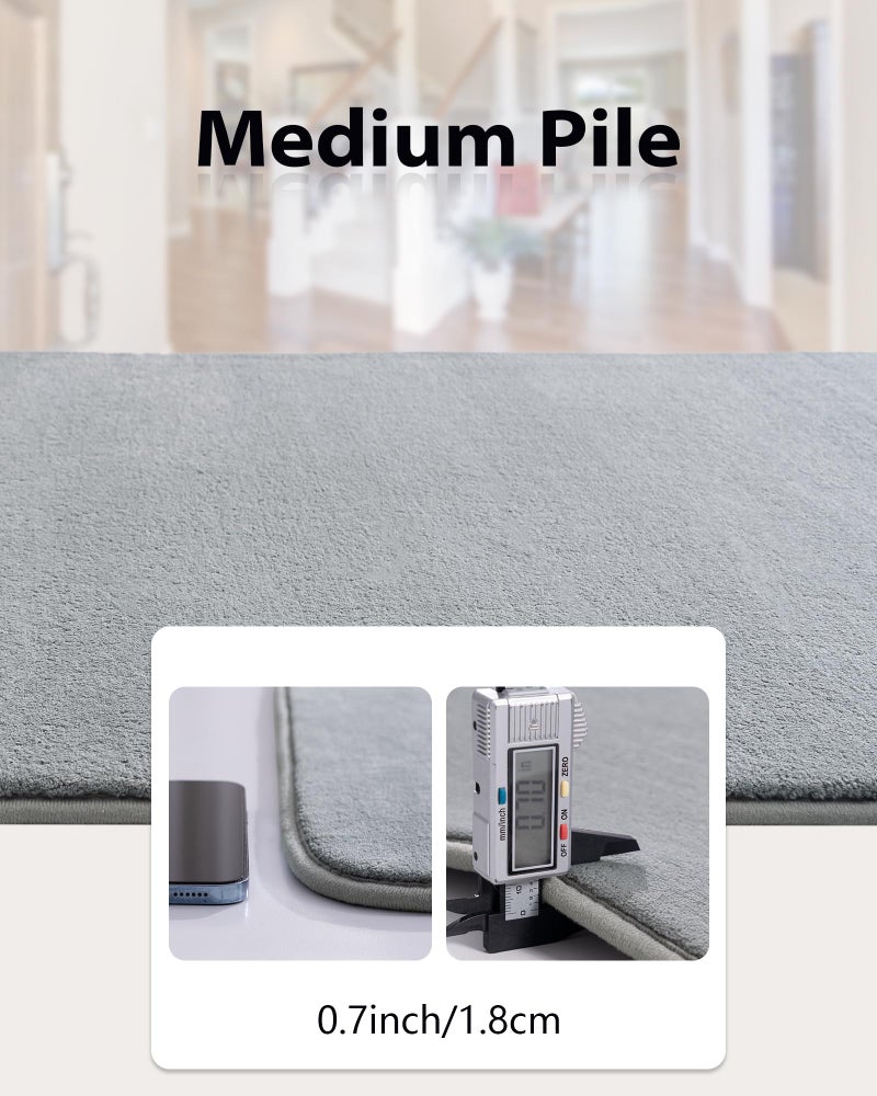 Andecor Shag Runner Brug لغرفة المعيشة غرفة نوم 2 × 6 رمادي قابلة للغسل رقيقة رقيقة السجاد منطقة العداء - Image 4