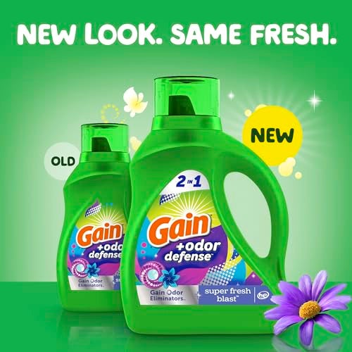 Gain + Odor Defense Liquid Laundry Detergent, Super Fresh Blast Scent, 107 Loads, HE Compatible - Image 3