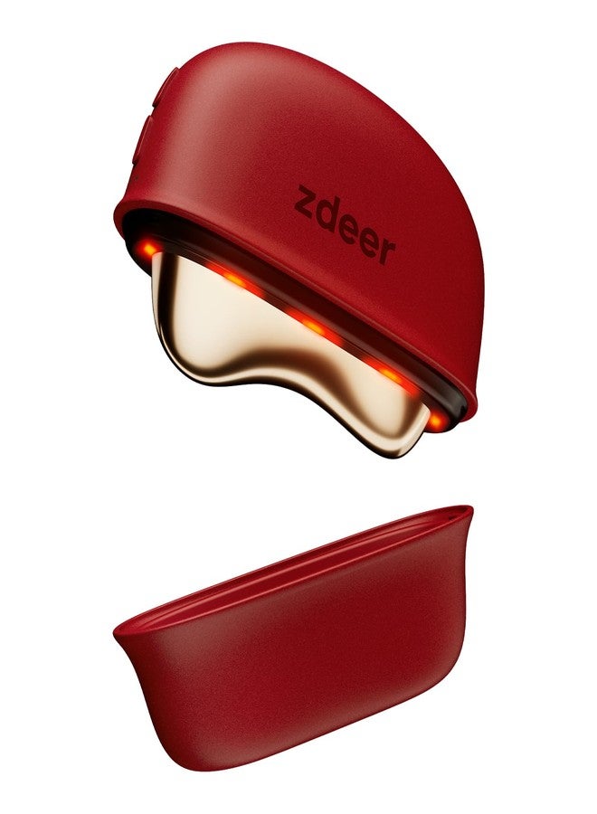 ZDEER LED Red Light Therapy for Face & Neck Massager Facial Care Device – Electric Gua Sha Brass Tool with Heat & Vibration for Firming, Sculpting & Skincare, Red - Image 1