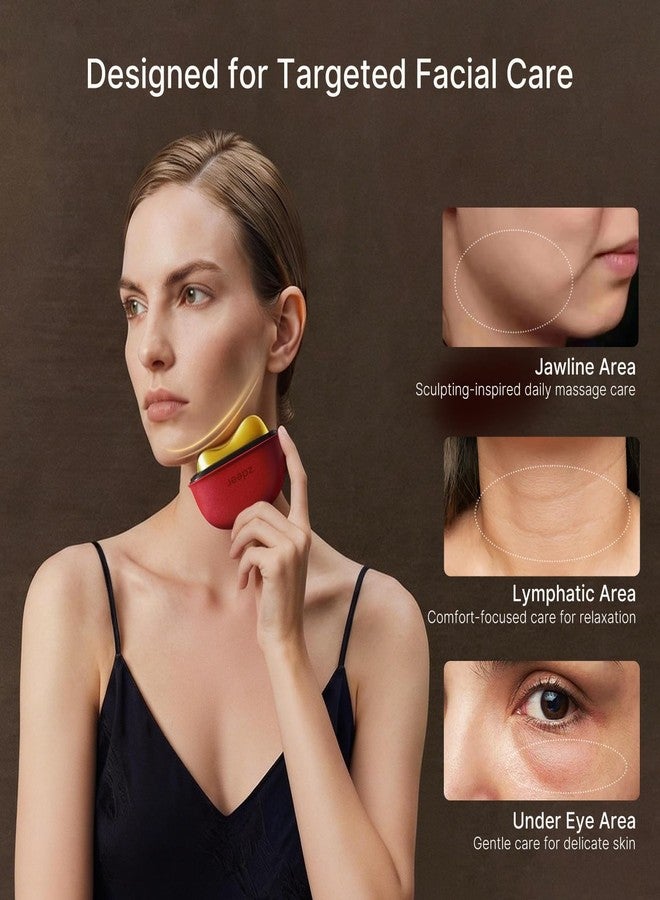 ZDEER LED Red Light Therapy for Face & Neck Massager Facial Care Device – Electric Gua Sha Brass Tool with Heat & Vibration for Firming, Sculpting & Skincare, Red - Image 3