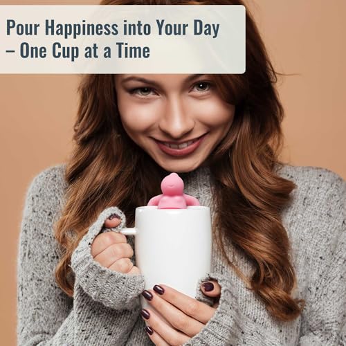 DecorChiq Cute Tea Infuser Set for Loose-Leaf Tea - Funny Silicone Tea Strainer Couple in Pink and Blue/Grey, Small Gift for Tea Lovers and Couples, Tea Steeper Set of 2 - Image 4