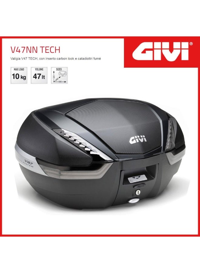 Givi V47 Tech Monokey Top Case – Black/Grey ABS - Image 3