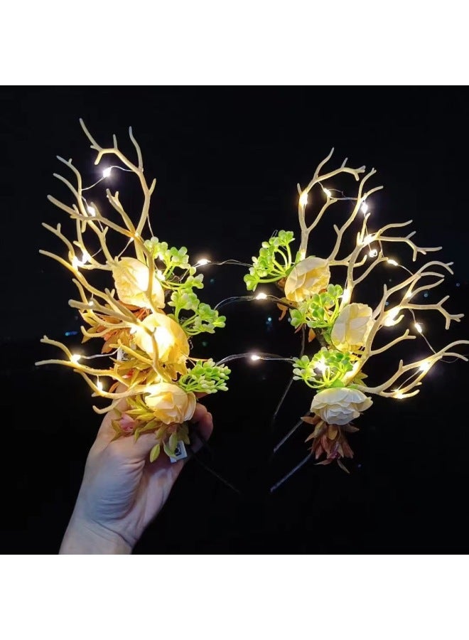 Halloween Headwear Headband Mori Antlers Headband Night Market Stall Luminous Toys-Color:Wide-haired Rabbit Ear Headband - Image 4