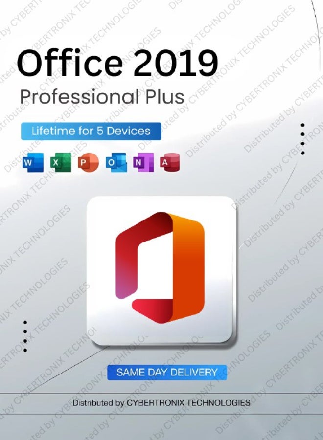 Microsoft Office 2019 Professional Plus | Lifetime Subscription for 5 Devices | Windows | Digital License | Same Day Delivery