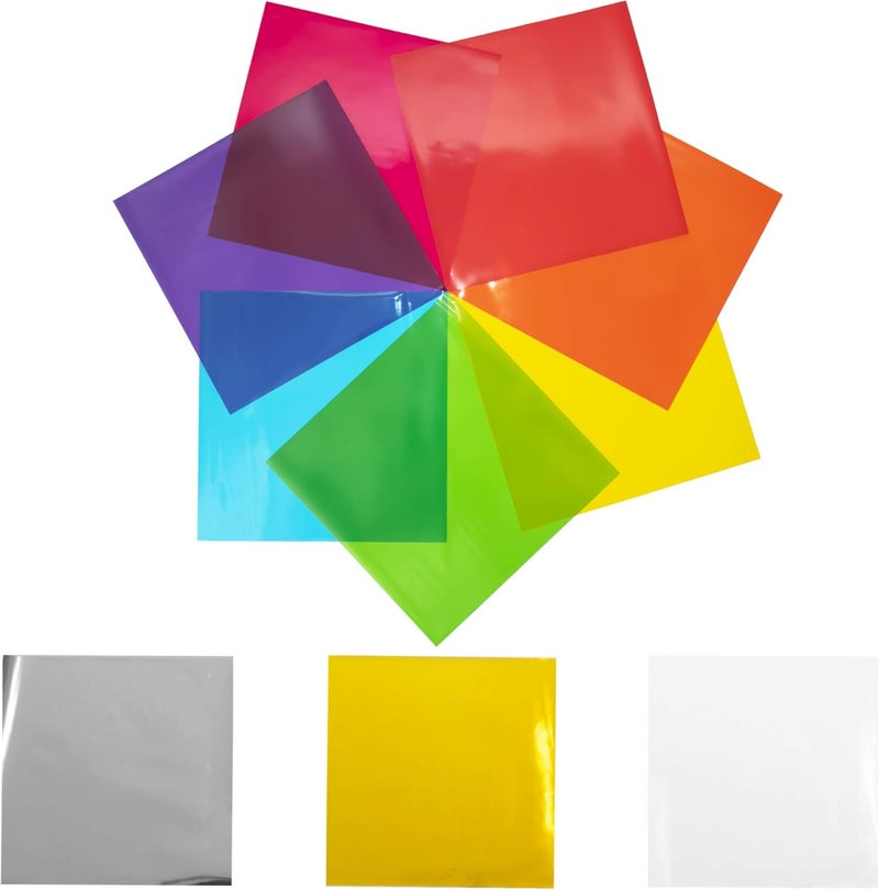 FIESTA WRAPS 120 Cellophane Sheets 8x8 in (10 Colors Silver & Gold Included) - Colored Cellophane Paper - Transparent Paper for Crafts - Colored Saran Wrap - Cello Wrapping - Image 1