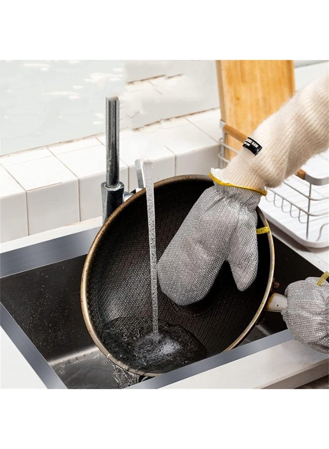 2 pieces of multi-purpose wire dishwashing gloves, reusable cleaning gloves - Image 3
