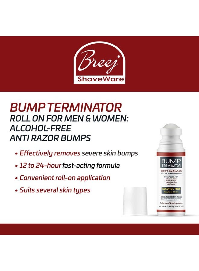 Breej BUMP Terminator, ALCOHOL FREE, Anti Razor Bumps, Ingrown Hair, Razor Burn, Skin Treatment for Face, Neck, Bikini area, Legs-After Shave & Dark Spot Corrector, Unisex Roll On - Image 2