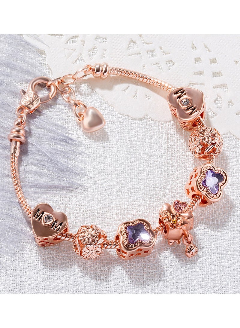 KUYING Women's Infinity Heart Knot Rose-Gold Tone Finish Bangle Bracelet Adjustable Jewelry