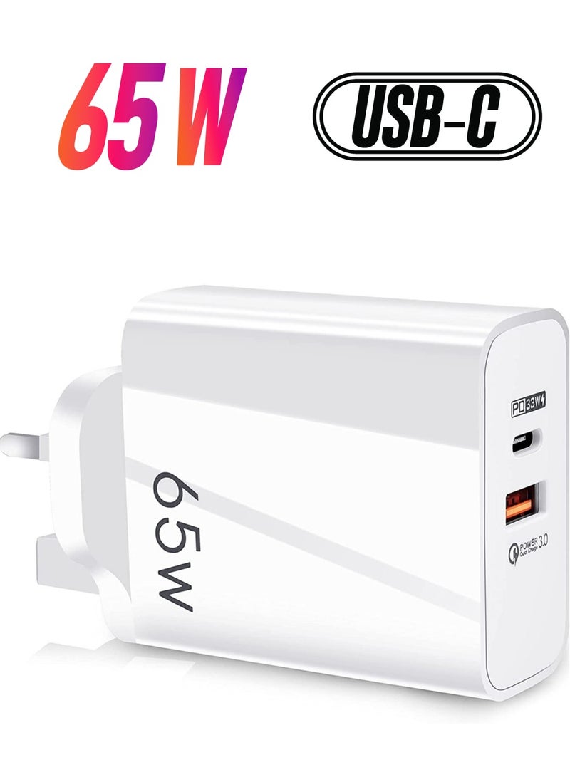 ELTRAZONE USB C Plug,Charger Type C 65W USB C Fast iphone Charger,PD3.0 Type C Super Fast Charger Wall Plug,Dual Port USB Plug Charger for iPhone, Cell Phones, Mobile Power Bank,iPad,Tablets, Headphones,etc - Image 1
