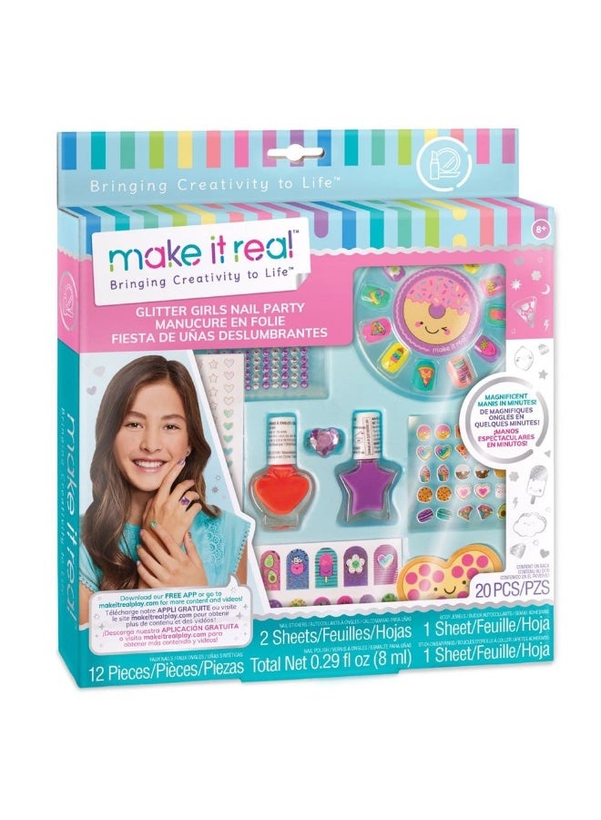Make It Real مجموعة حفلة الأظافر للفتيات المتلألئات من ميك إت ريل