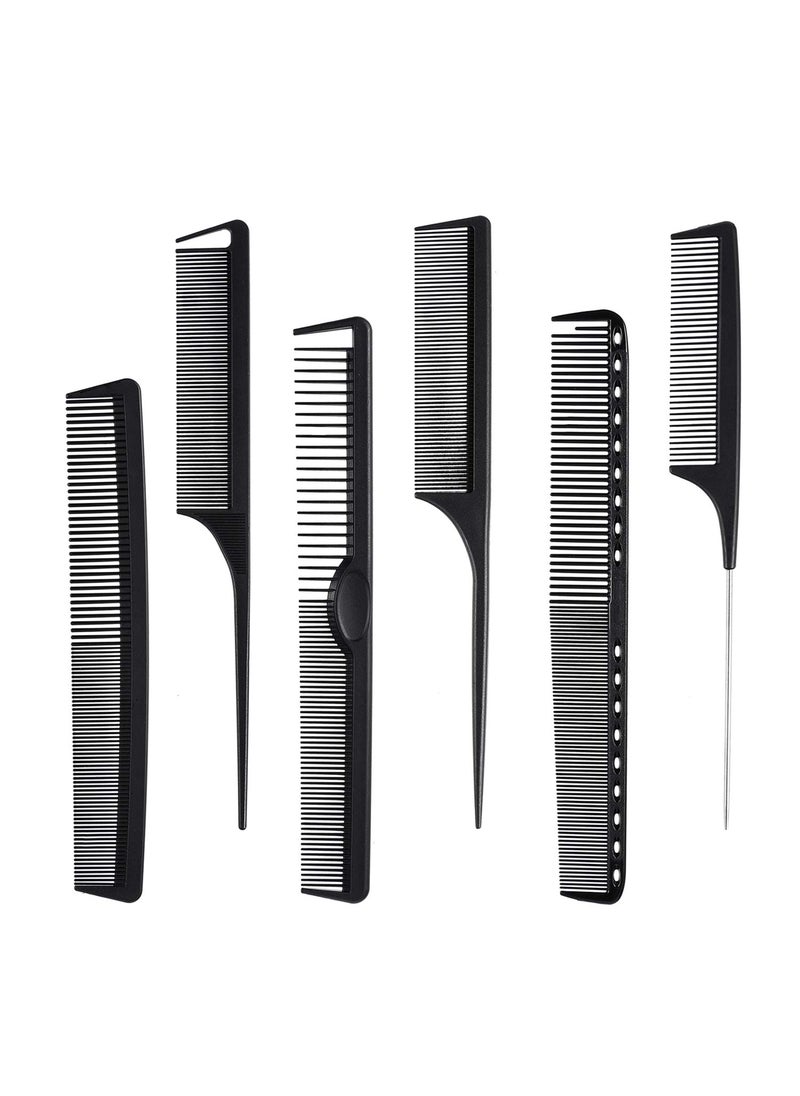 MODENGKONGJIAN - 6 Pieces Carbon Fiber Hair Combs Set General Styling Grooming Comb Anti Static Heat Resistant Hairdressing Comb Fine and Wide Tooth Hair Barber Comb Rat Tail Comb - Image 1
