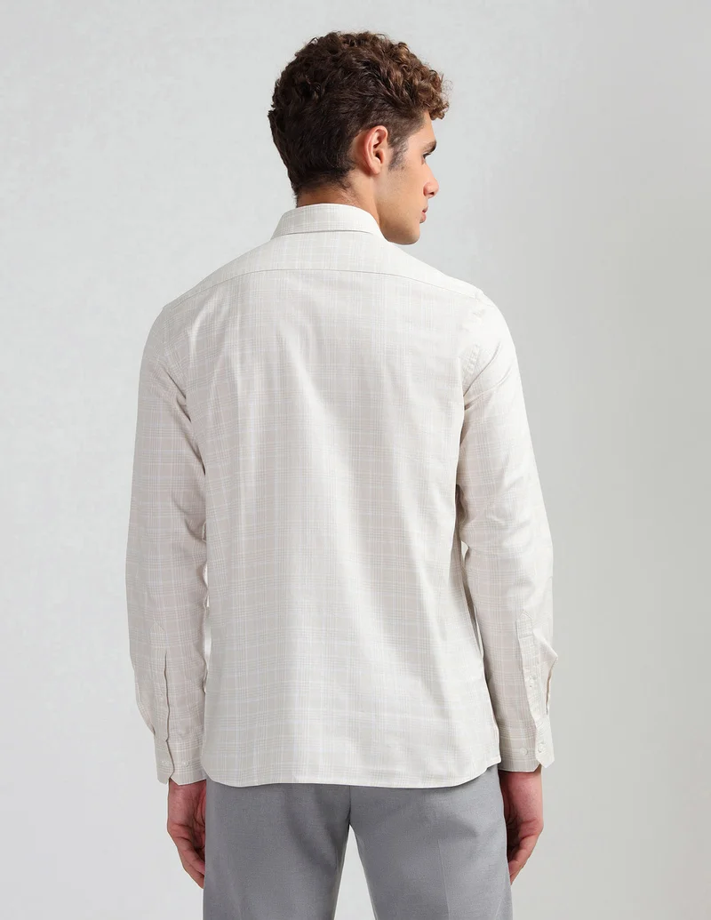 Arrow Beige Pure Cotton Manhattan Slim Fit Shirt for Men | Best Price UAE