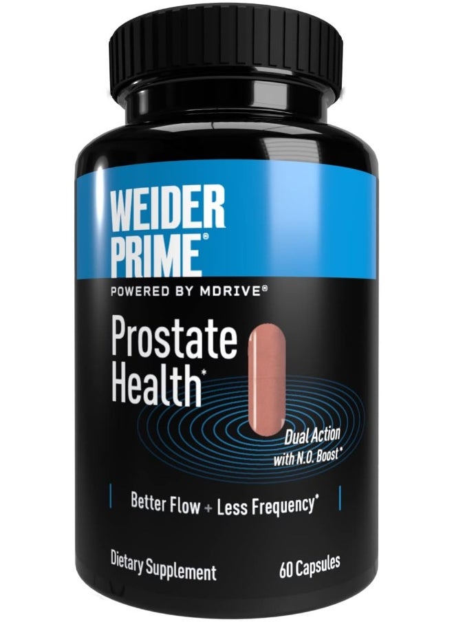 Weider - Prime Prostate Health for Men, Dual Action with N.O. Boost, Promotes Flow and Normal Frequency, 60 Veggie Capsules - Image 1