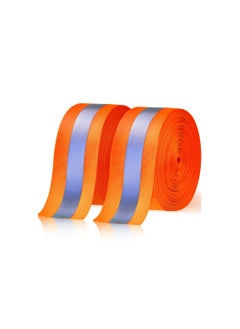 Traffic Warning Tape, 2 Roll High Visibility Reflective Fabric Stripe Webbing Ribbon DIY Sew On Fabric Tape Trim Strip for Warning Safety Trim on Vest Belt Jacket Bag Pants Shoes 5 Meters Orange