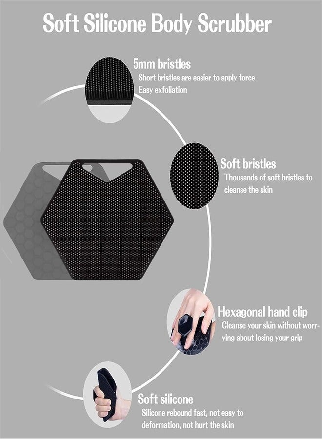 Silicone Body Brush, Body Scrubber, 2 Pack Soft Silicone Exfoliating Body Scrubber  Handheld Shower Cleansing Brush Shower Scrubber for Body, Easy Cleaning & Exfoliation Grip Shower Brush for All Kinds of Skin - Image 3