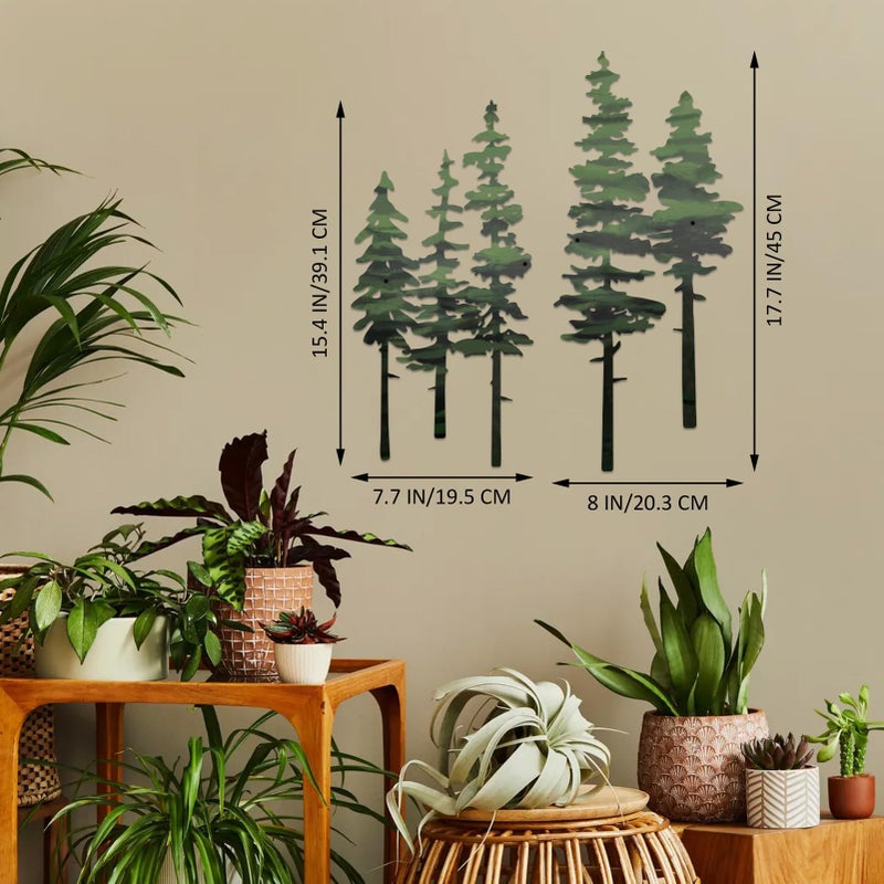 ESTART Metal Pine Tree Wall Art, Metal Tree Wall Decor, Nature Rustic Farmhouse Cabin Decor, Forest Wall Art for Home Living Room Bedroom Office Indoor and Outdoor Decoration (Green) - Image 4