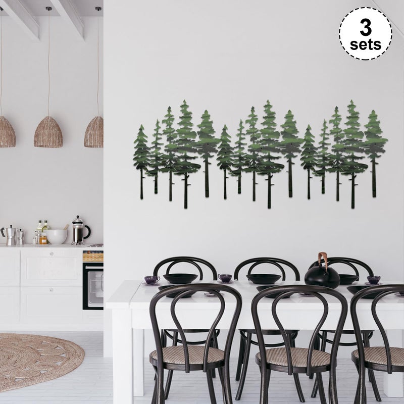 ESTART Metal Pine Tree Wall Art, Metal Tree Wall Decor, Nature Rustic Farmhouse Cabin Decor, Forest Wall Art for Home Living Room Bedroom Office Indoor and Outdoor Decoration (Green) - Image 3