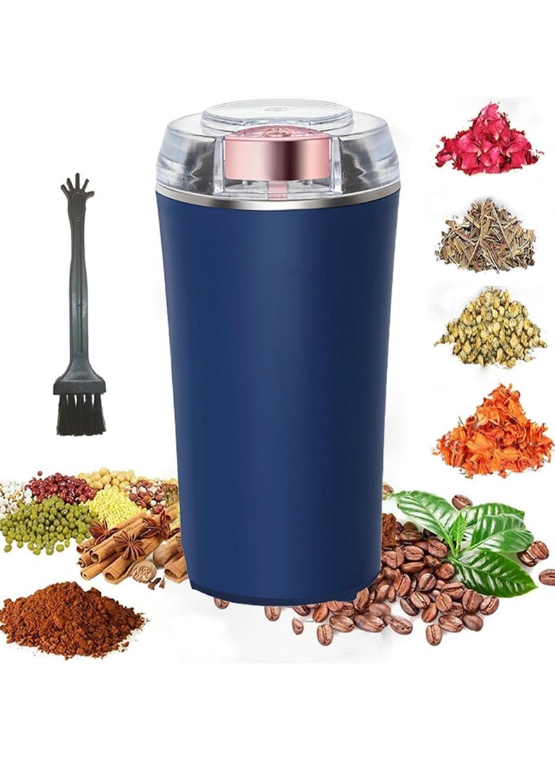ELTRAZONE Electric Herb Grinder & Stainless Steel Coffee Grinder – 200W Powerful Motor for Fast Grinding of Herbs, Spices, Coffee Beans, Nuts & Grains – One-Touch Operation, Compact Design, Cleaning Brush Included – Durable & Easy to Use (Blue)  - Image 3