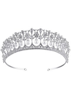 CROWN GUIDE Crystal Rhinestone Queen Bride Tiara Crown For Women Girls Headdress Vintage Bridal Birthday Prom Wedding Tiaras And Crowns Hair Jewelry Accessories Silver  - Image 1