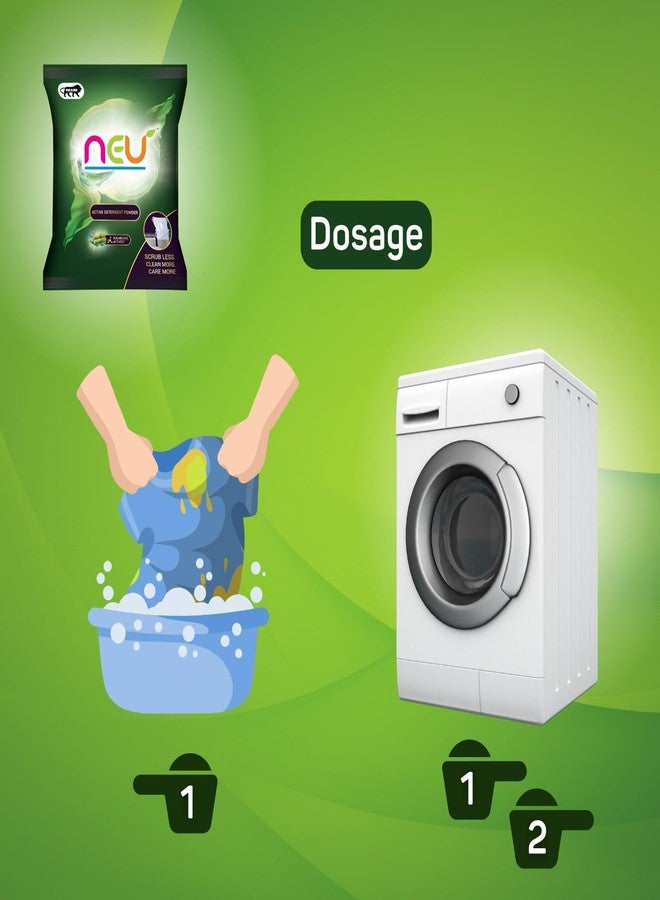 NEU Active Detergent Powder Bucket-Wash - Hand-Wash cleaning | Bucket Wash Detergent | Strong Detergent Powder | Safe for Baby Clothes | Washing Powder 1kg (Pack of 3) - Image 3