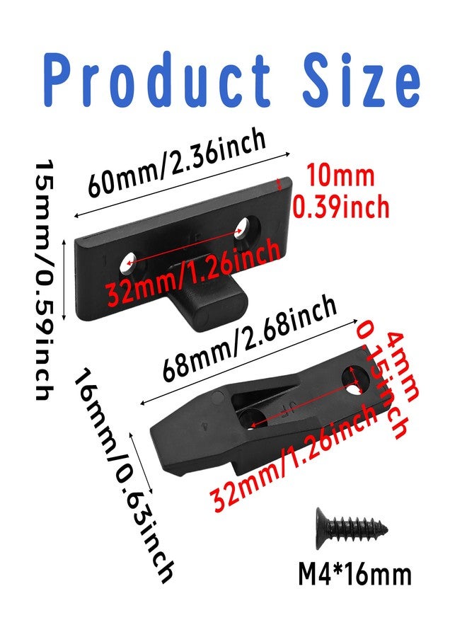 AUXBC 8 Sets Black ABS Suspension Fitting Quick Connect Panel Joint Bracket Heavy Load Push-On Clips for Furniture Cabinet Wardrobe Wall Mounting Systems - Image 2