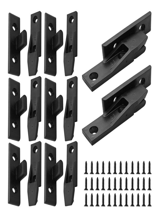 AUXBC 8 Sets Black ABS Suspension Fitting Quick Connect Panel Joint Bracket Heavy Load Push-On Clips for Furniture Cabinet Wardrobe Wall Mounting Systems - Image 1