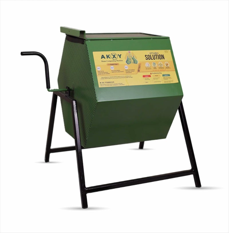 AKXY AKXY Home Composter Machine Powder Coated Mild Steel 30 Liters Green  - Image 1