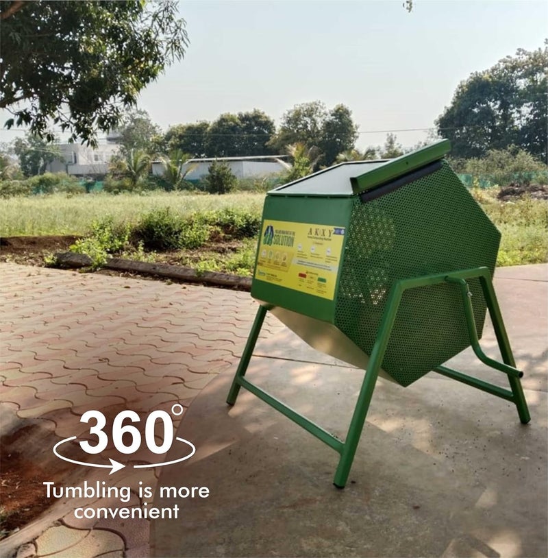 AKXY AKXY Home Composter Machine Powder Coated Mild Steel 30 Liters Green  - Image 4