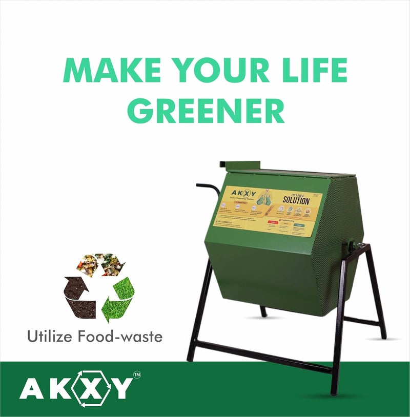AKXY AKXY Home Composter Machine Powder Coated Mild Steel 30 Liters Green  - Image 2