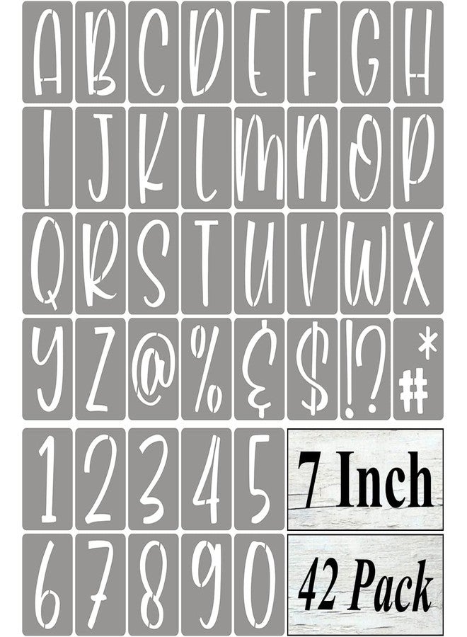 REOLAN 7 Inch Alphabet Letter Stencils for Painting - 42 Pack Letter and Number Stencil Templates with Signs for Painting on Wood, Reusable Letters and Numbers Stencils for Chalkboard Wood Signs & Wall Art - Image 1