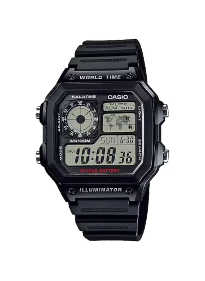 كاسيو Men's Digital Display Watch With Black Resin Strap - AE-1200WH-1A