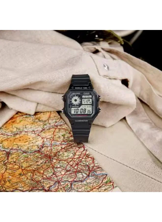 كاسيو Men's Digital Display Watch With Black Resin Strap - AE-1200WH-1A