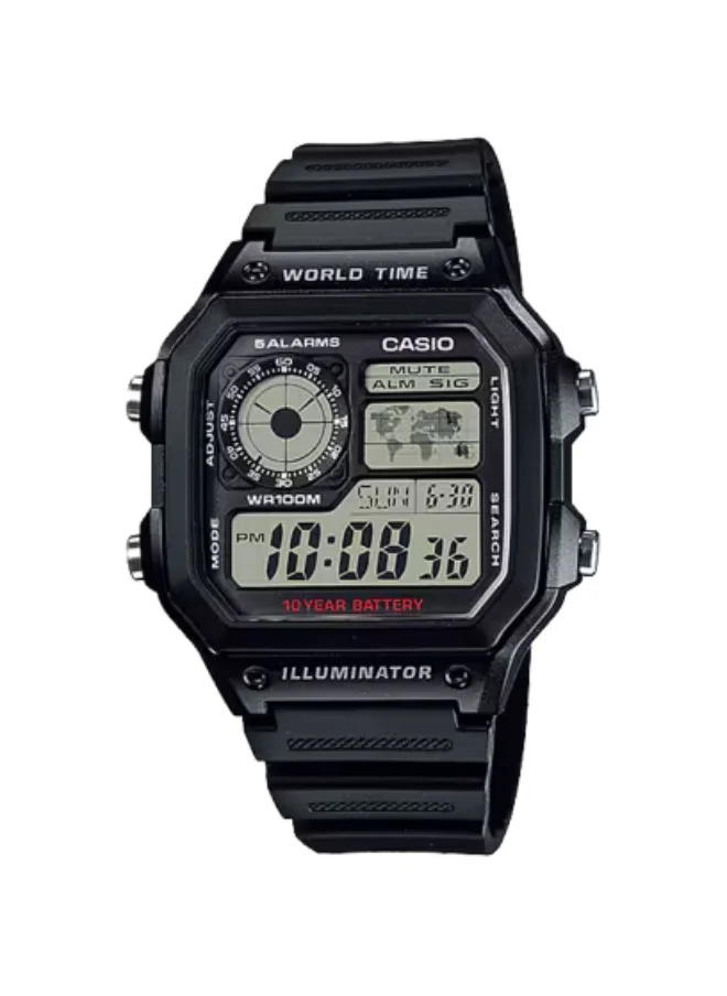 CASIO Men's Resin Digital Watch AE-1200WH-1A - 42.1 mm